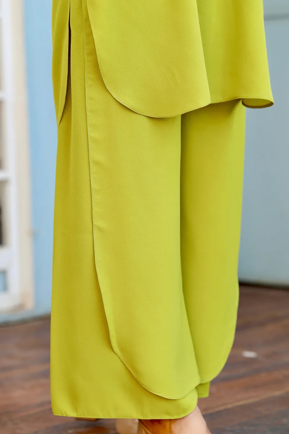 "Zoya" — Lime Green Premium Rayon Minimalist Co-ord Set