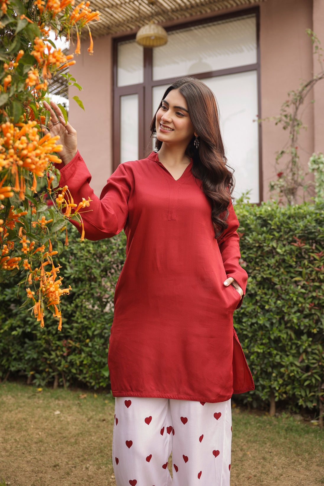MASTANI –MAROON | Rayon Co-ord Set