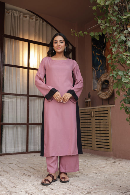 NOOR – MAUVE PINK | Relaxed Fit Rayon Kurta Set