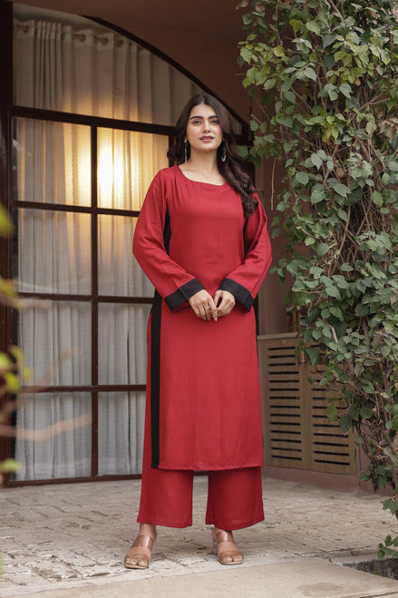 NOOR – MAUVE PINK | Relaxed Fit Rayon Kurta Set