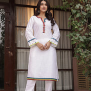 KHAAS – WHITE | Premium Cotton Slub Kurta Set