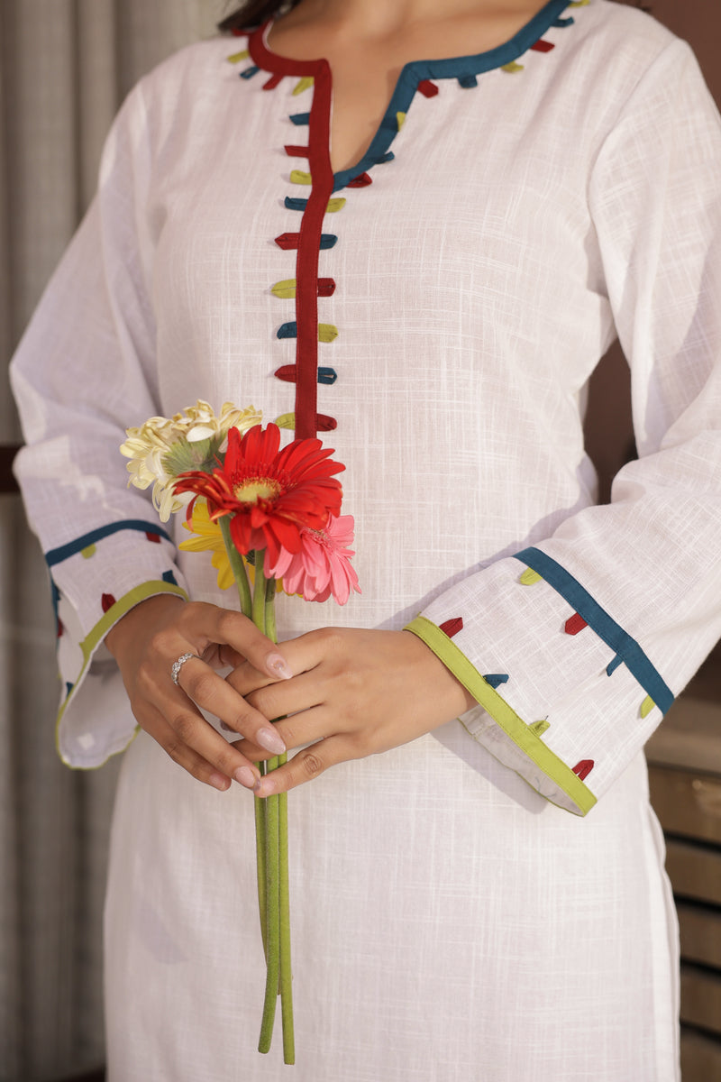 KHAAS – WHITE | Premium Cotton Slub Kurta Set
