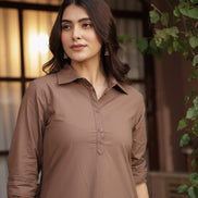 DHURANDHAR – BROWN | Cotton Kurta Pant Set
