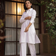 DHURANDHAR – WHITE | Cotton Kurta Pant Set