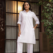 DHURANDHAR – WHITE | Cotton Kurta Pant Set