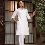 DHURANDHAR – WHITE | Cotton Kurta Pant Set