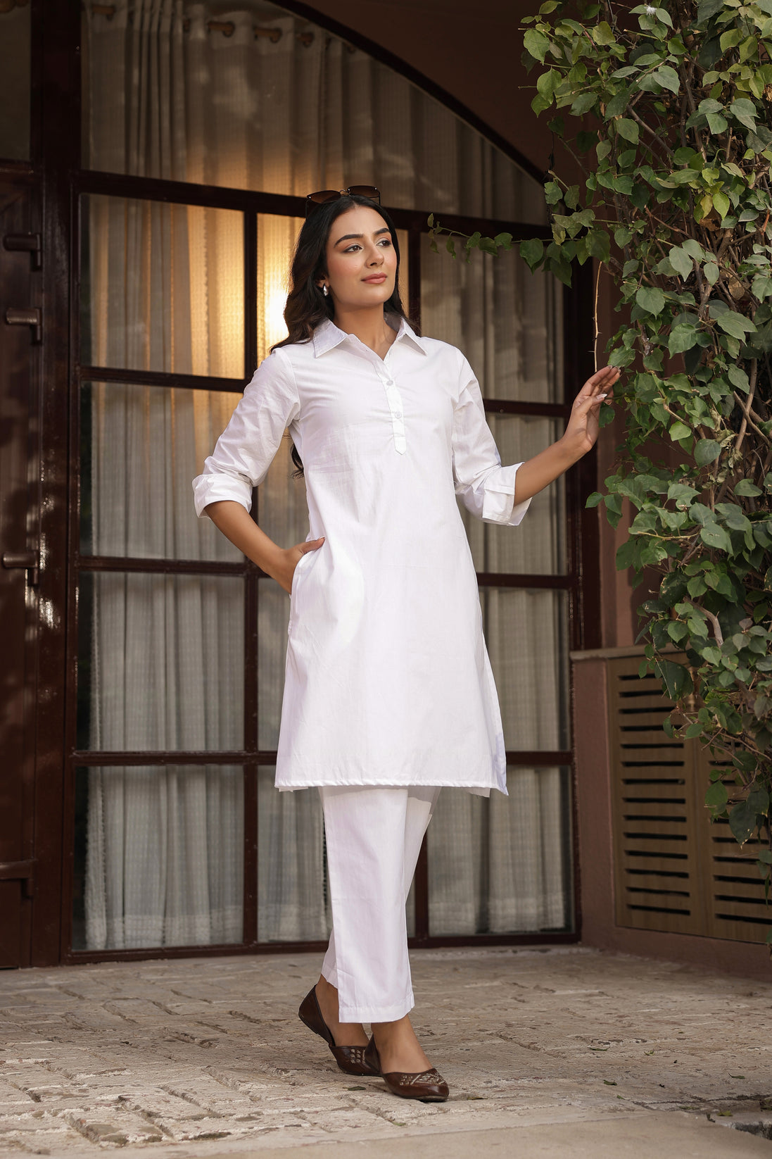 DHURANDHAR – WHITE | Cotton Kurta Pant Set