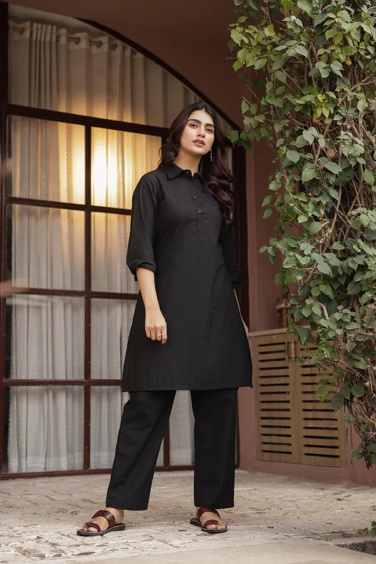 DHURANDHAR – NAVY BLUE | Cotton Kurta Pant Set