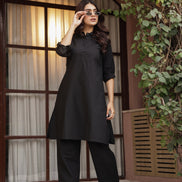 DHURANDHAR – BLACK | Cotton Kurta Pant Set