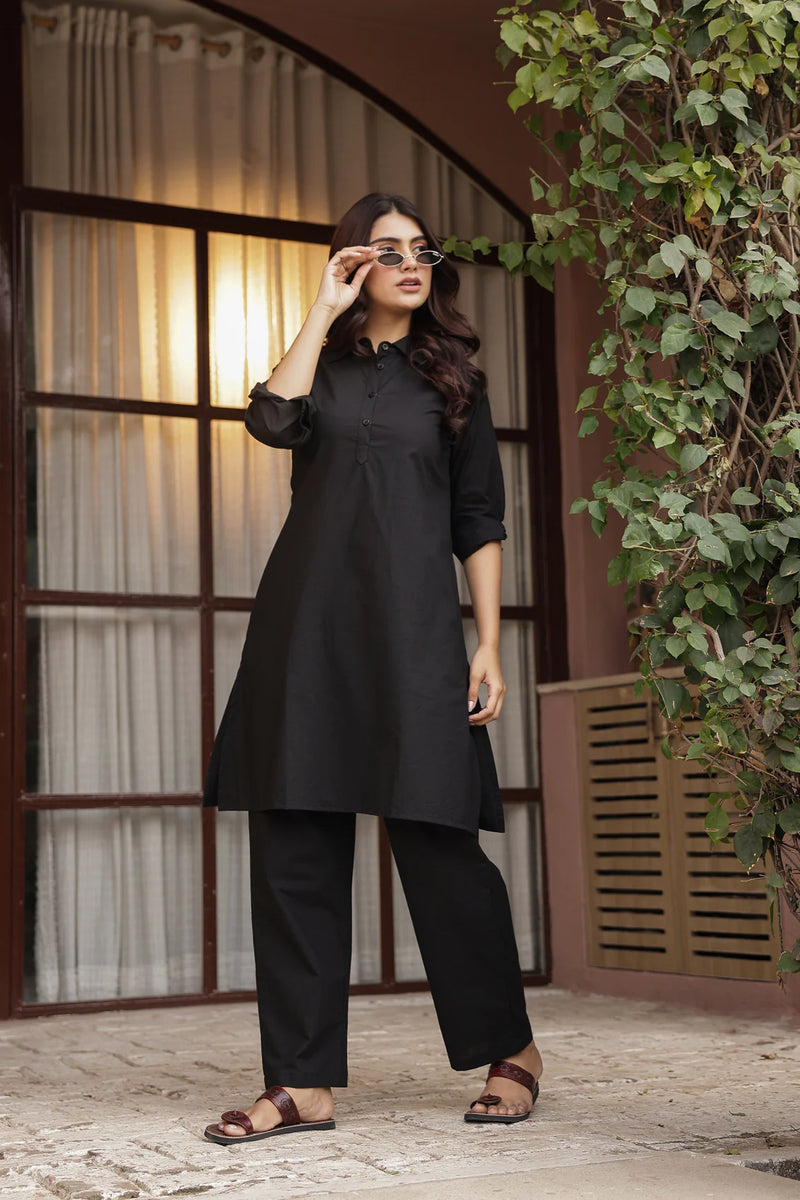 DHURANDHAR – NAVY BLUE | Cotton Kurta Pant Set