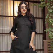 DHURANDHAR – BLACK | Cotton Kurta Pant Set