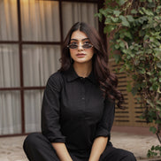 DHURANDHAR – BLACK | Cotton Kurta Pant Set