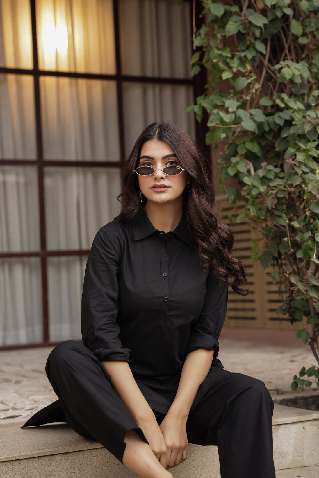 DHURANDHAR – BLACK | Cotton Kurta Pant Set