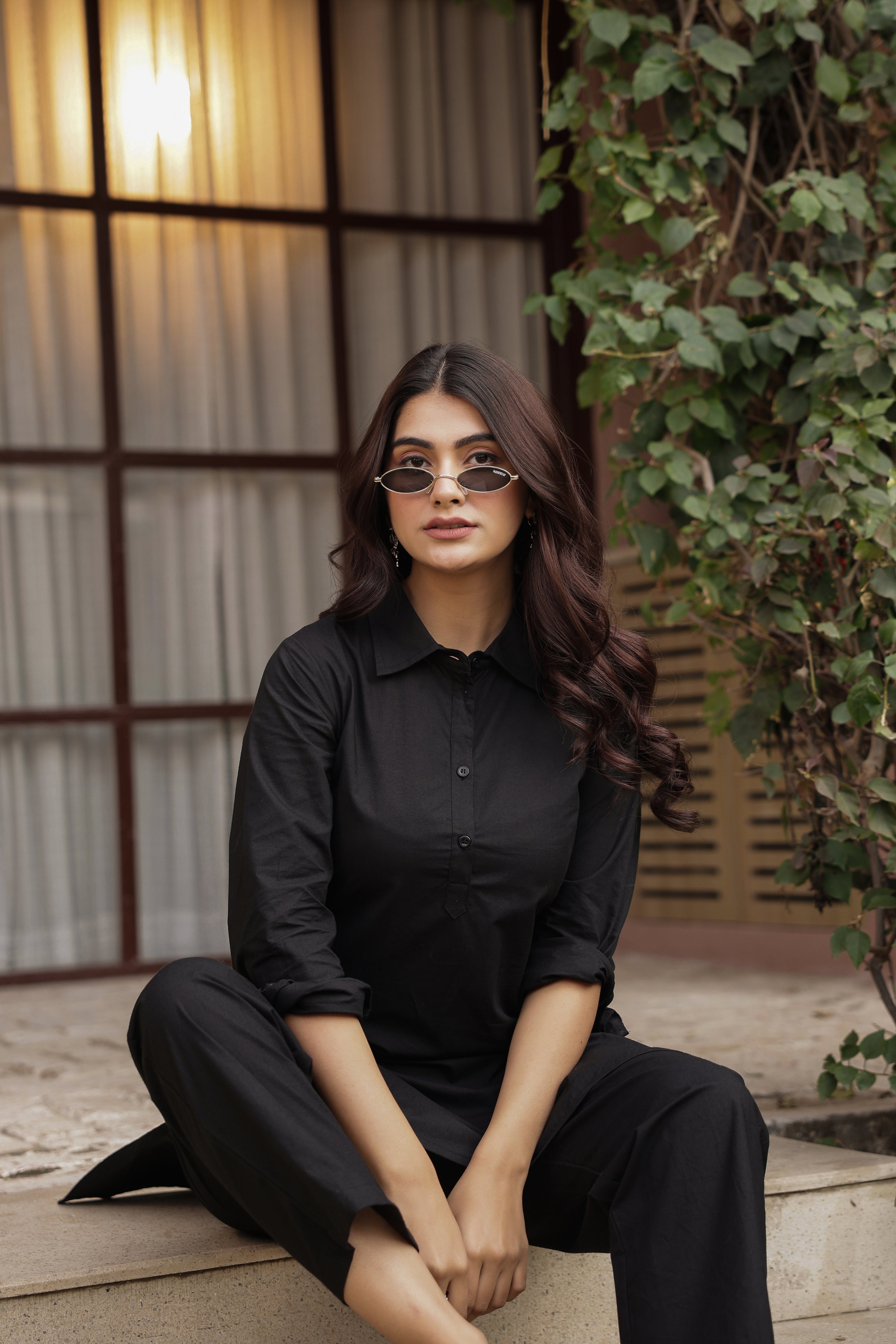 DHURANDHAR – BLACK | Cotton Kurta Pant Set