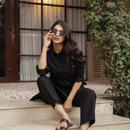 DHURANDHAR – BLACK | Cotton Kurta Pant Set