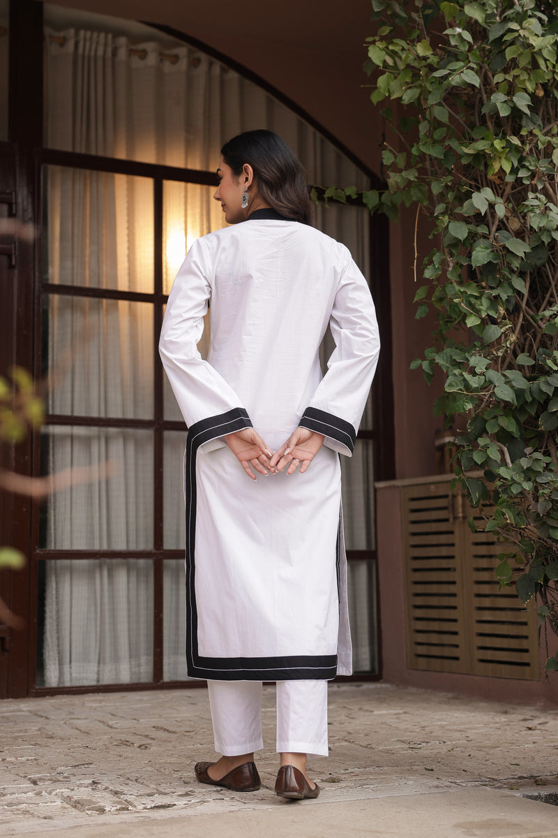 FITOOR – WHITE | Premium Cotton Poplin Kurta Set