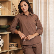 RAAHGIR – BROWN | Cotton Shirt & Pant Co-ord Set
