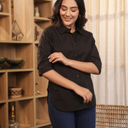 CHANCHAL – BLACK | Premium Cotton Poplin Shirt