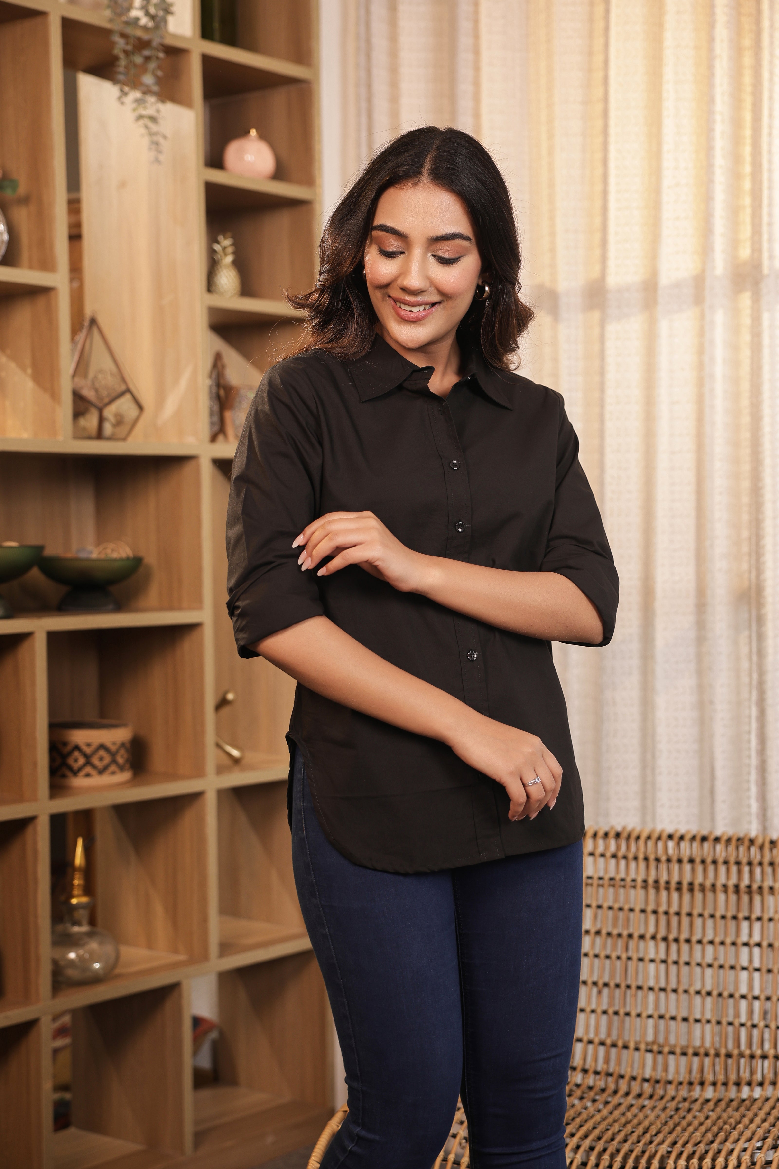 CHANCHAL – BLACK | Premium Cotton Poplin Shirt