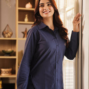 CHANCHAL – NAVY BLUE | Premium Cotton Poplin Shirt