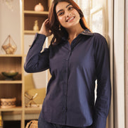 CHANCHAL – NAVY BLUE | Premium Cotton Poplin Shirt