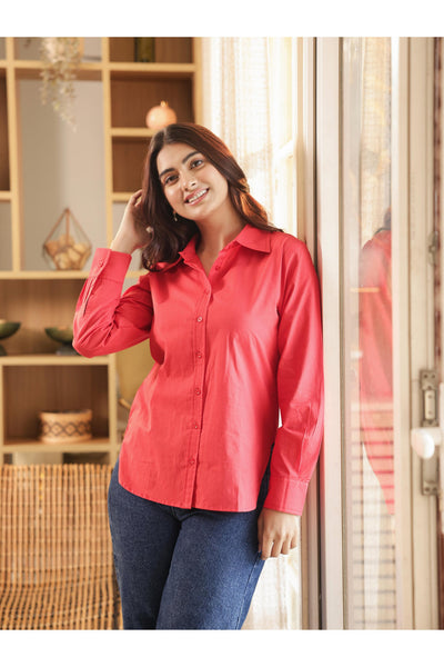 CHANCHAL – RED | Premium Cotton Poplin Shirt