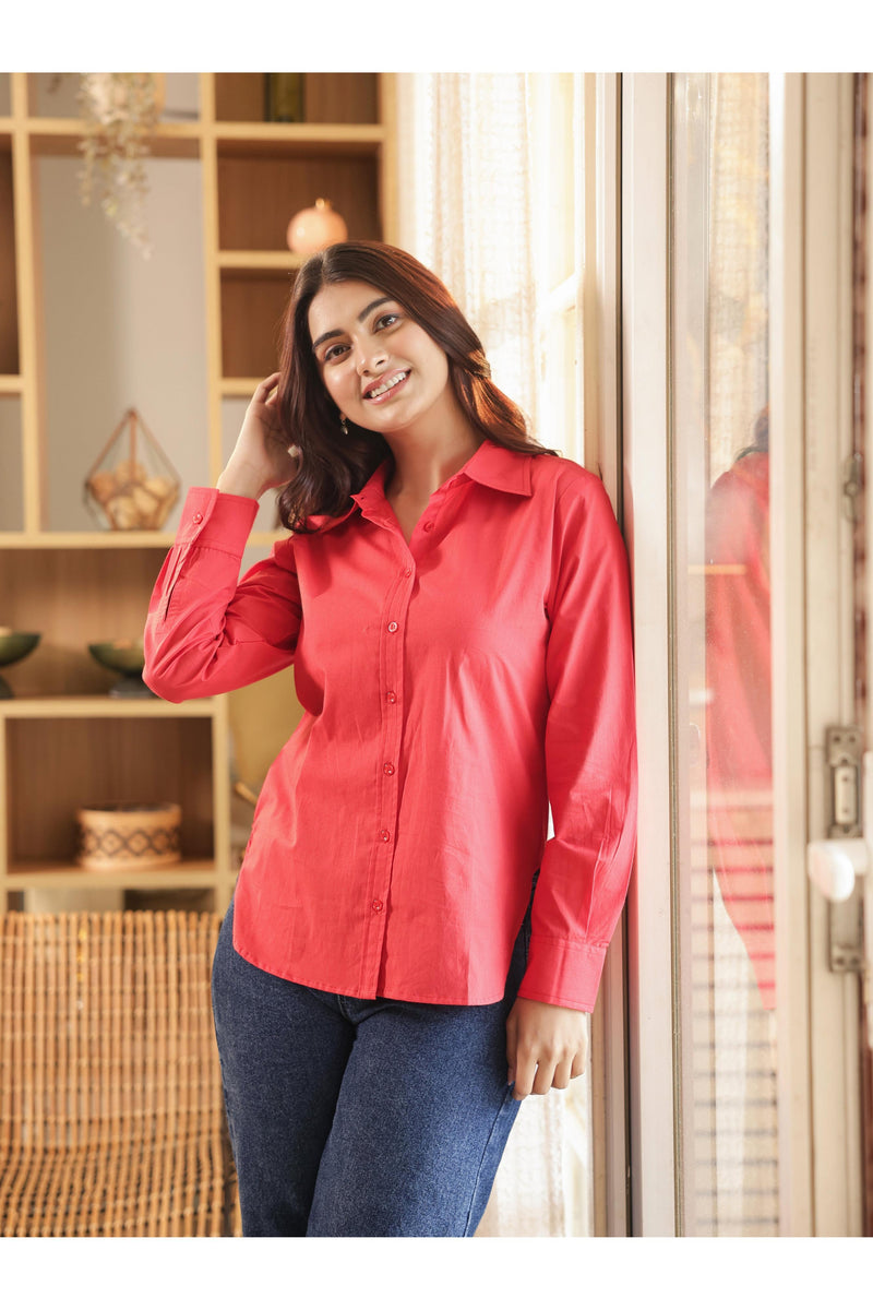 CHANCHAL – RED | Premium Cotton Poplin Shirt