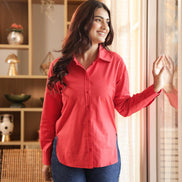 CHANCHAL – RED | Premium Cotton Poplin Shirt