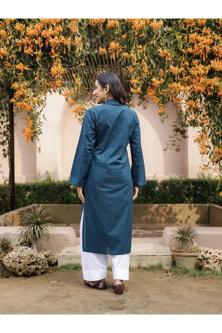 SAHAJ – TEAL BLUE | Kurta with Farshi Salwar Set