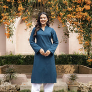 SAHAJ – TEAL BLUE | Kurta with Farshi Salwar Set