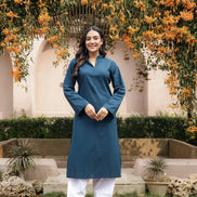 SAHAJ – TEAL BLUE | Kurta with Farshi Salwar Set
