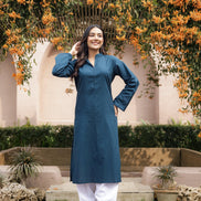 SAHAJ – TEAL BLUE | Kurta with Farshi Salwar Set