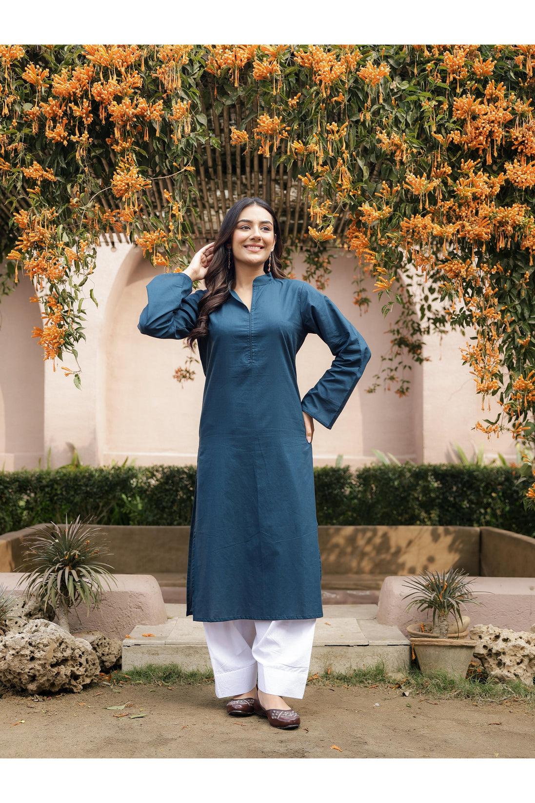 SAHAJ – TEAL BLUE | Kurta with Farshi Salwar Set