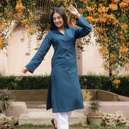 SAHAJ – TEAL BLUE | Kurta with Farshi Salwar Set