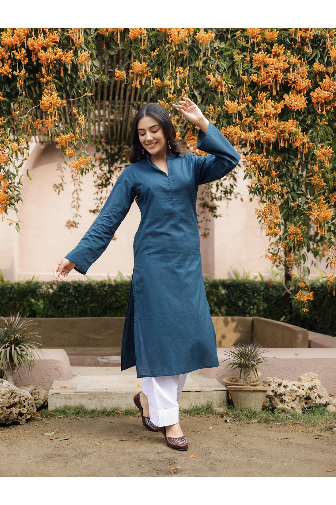 SAHAJ – TEAL BLUE | Kurta with Farshi Salwar Set