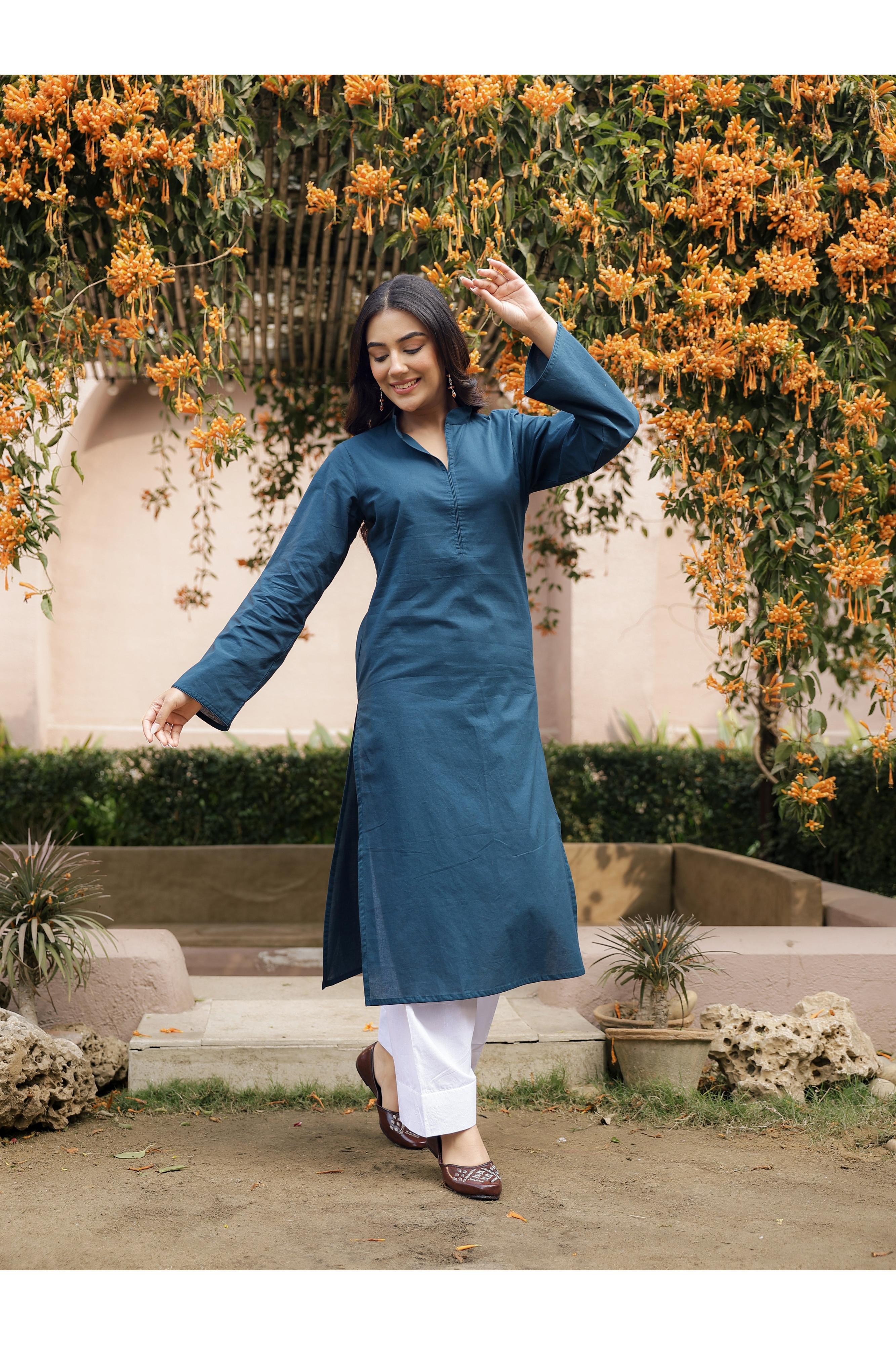 SAHAJ – TEAL BLUE | Kurta with Farshi Salwar Set