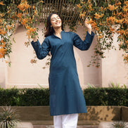 SAHAJ – TEAL BLUE | Kurta with Farshi Salwar Set