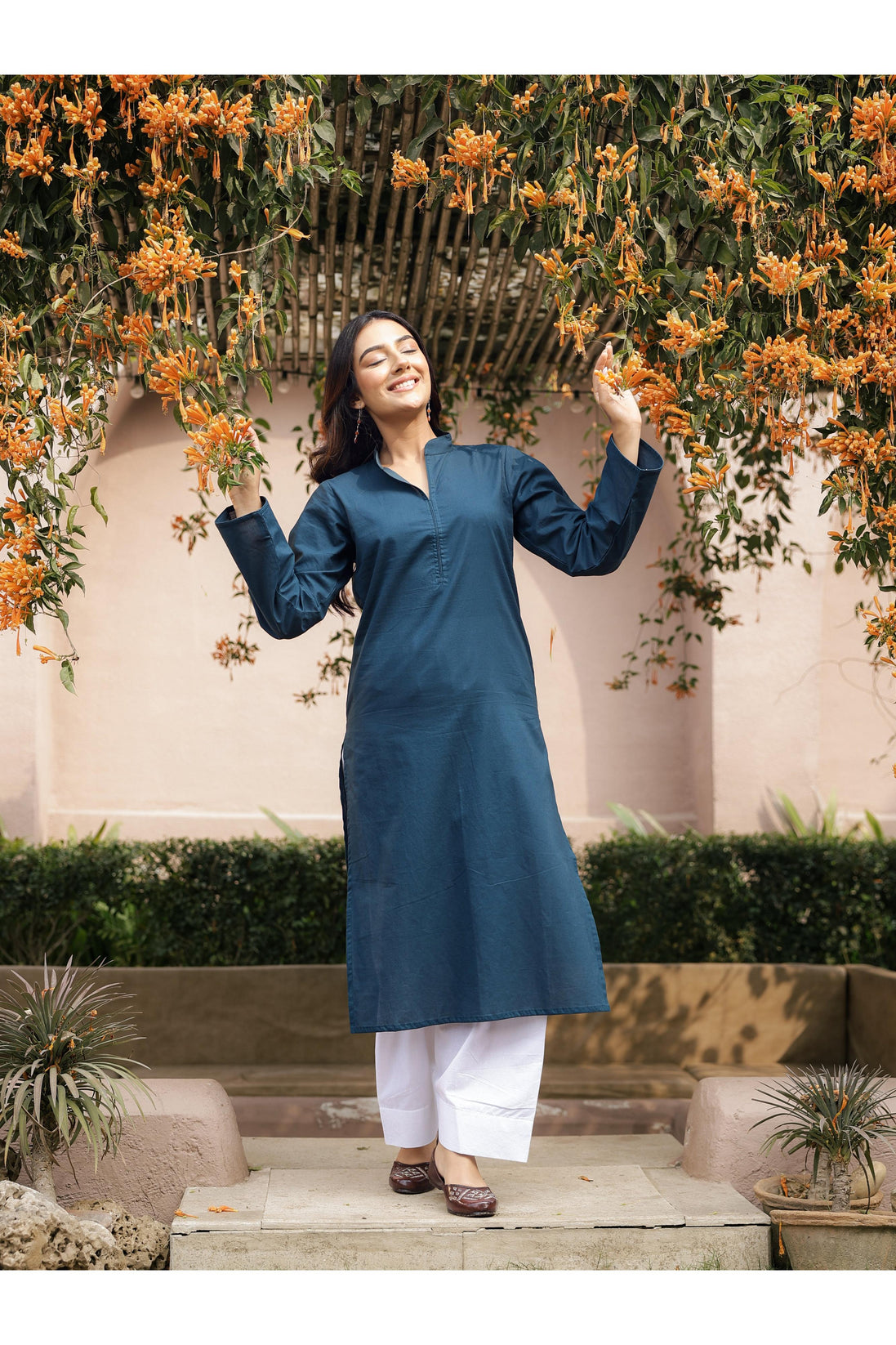SAHAJ – TEAL BLUE | Kurta with Farshi Salwar Set
