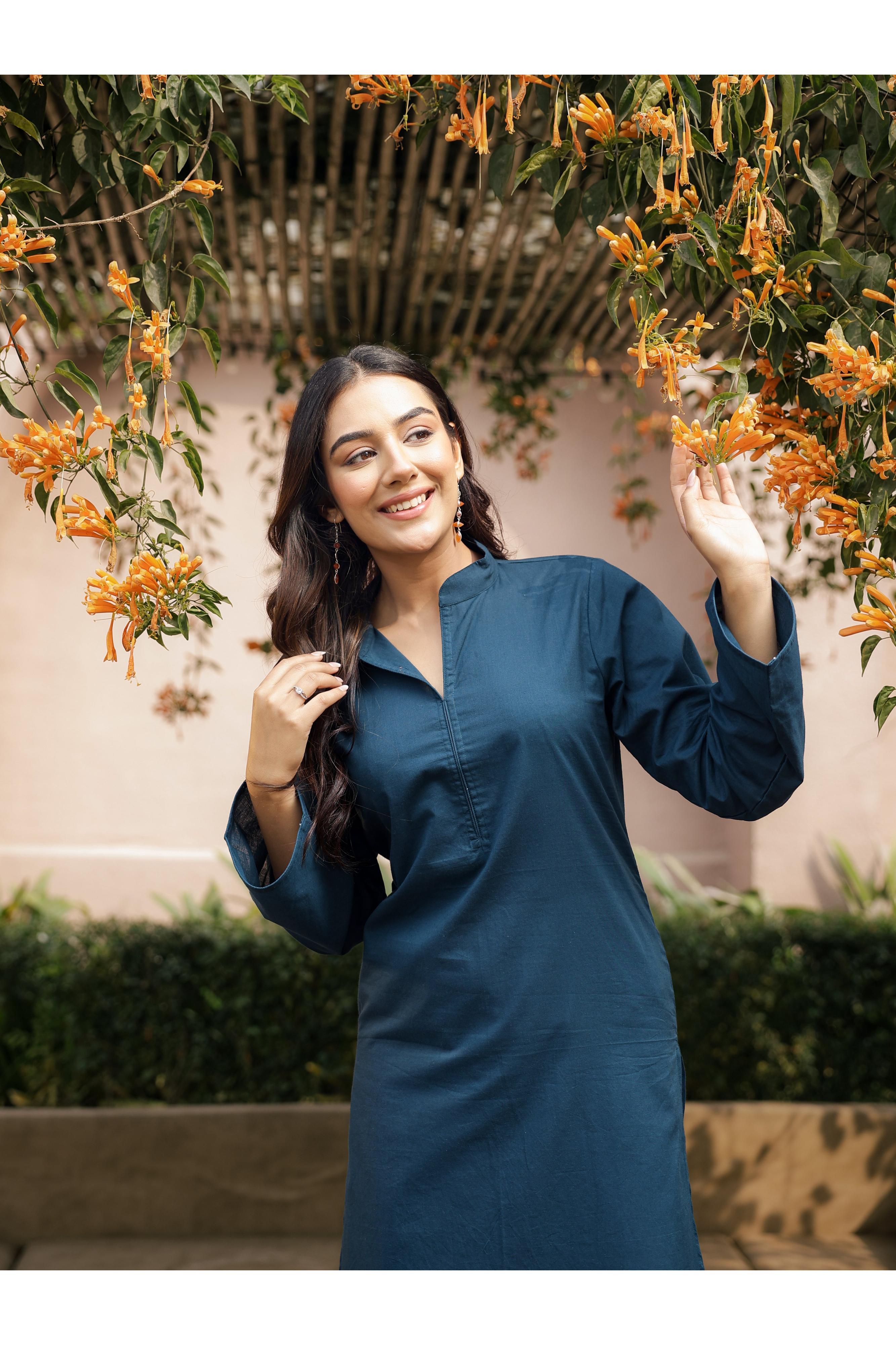 SAHAJ – TEAL BLUE | Kurta with Farshi Salwar Set