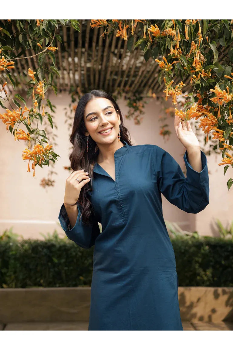 SAHAJ – TEAL BLUE | Kurta with Farshi Salwar Set