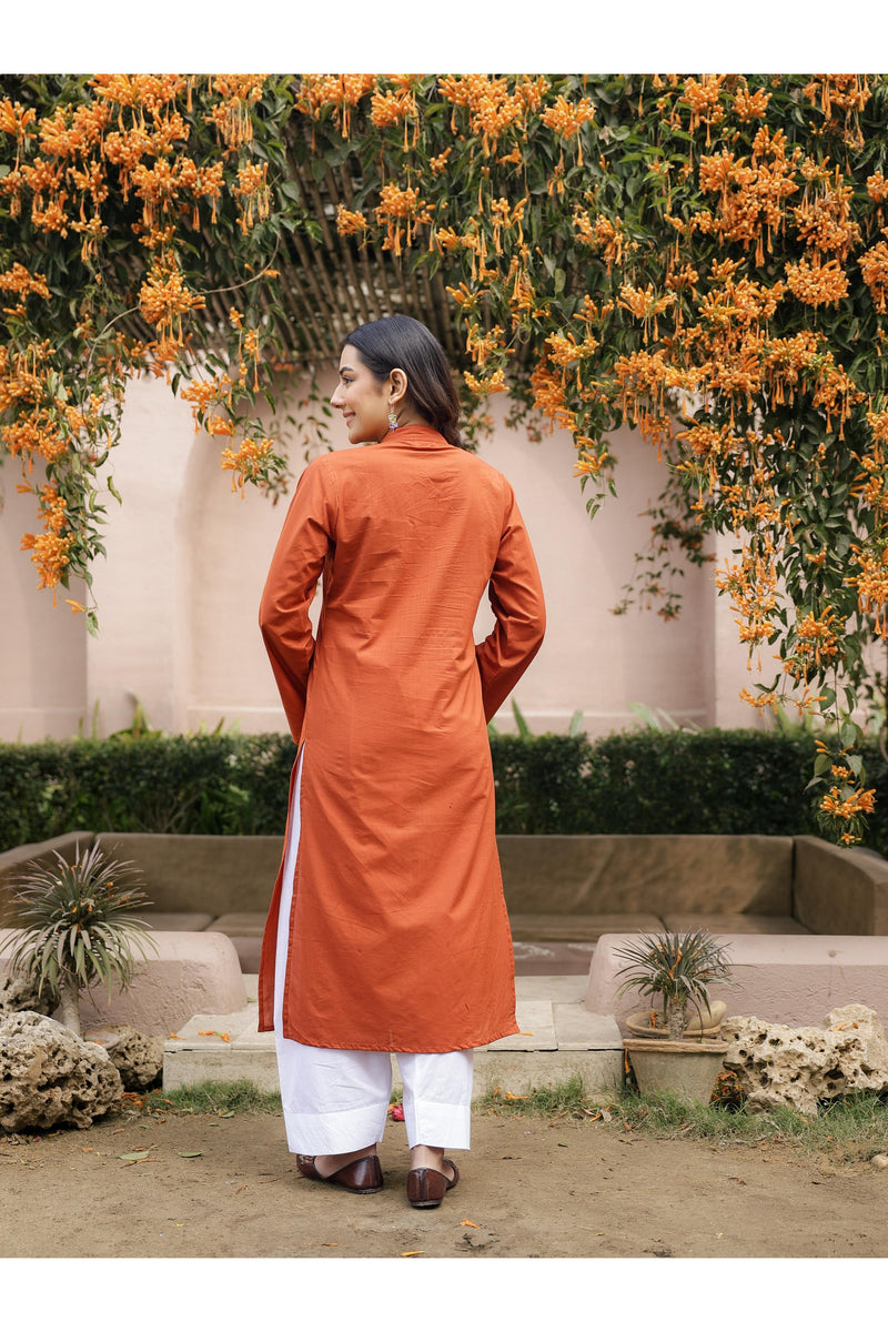 SAHAJ – BURNT ORANGE | Kurta with Farshi Salwar Set