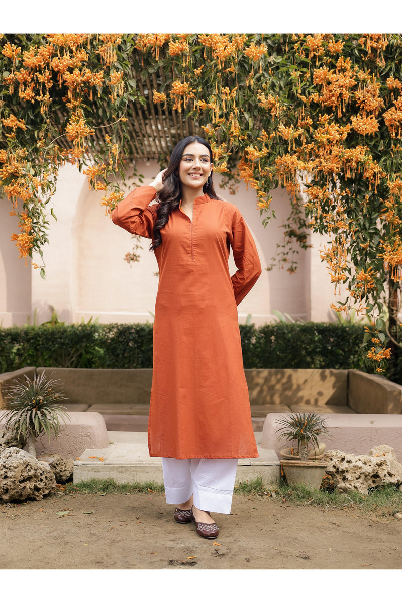 SAHAJ – BURNT ORANGE | Kurta with Farshi Salwar Set