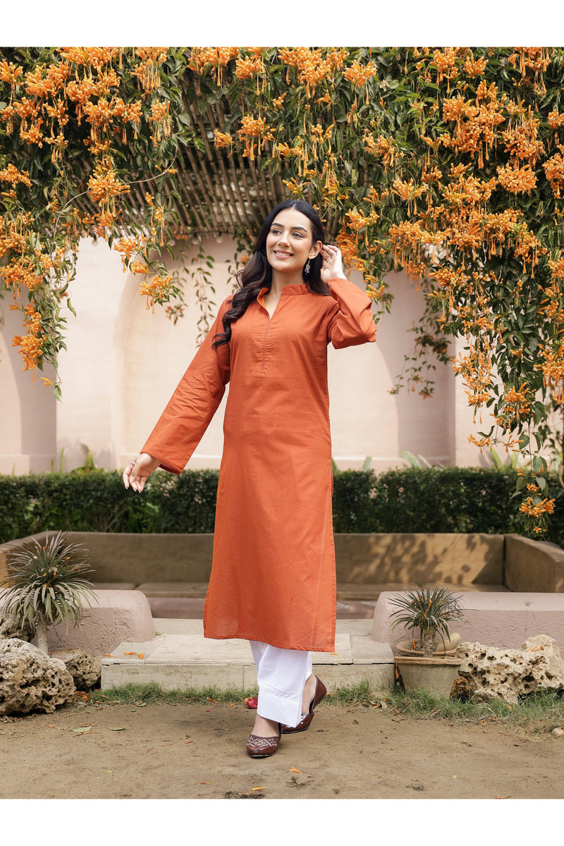 SAHAJ – BURNT ORANGE | Kurta with Farshi Salwar Set