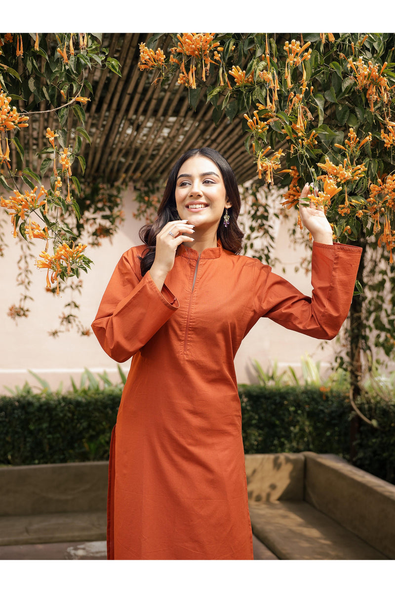 SAHAJ – BURNT ORANGE | Kurta with Farshi Salwar Set