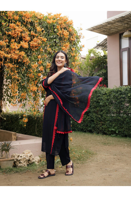 DILBAR – BLACK | Georgette Suit Set