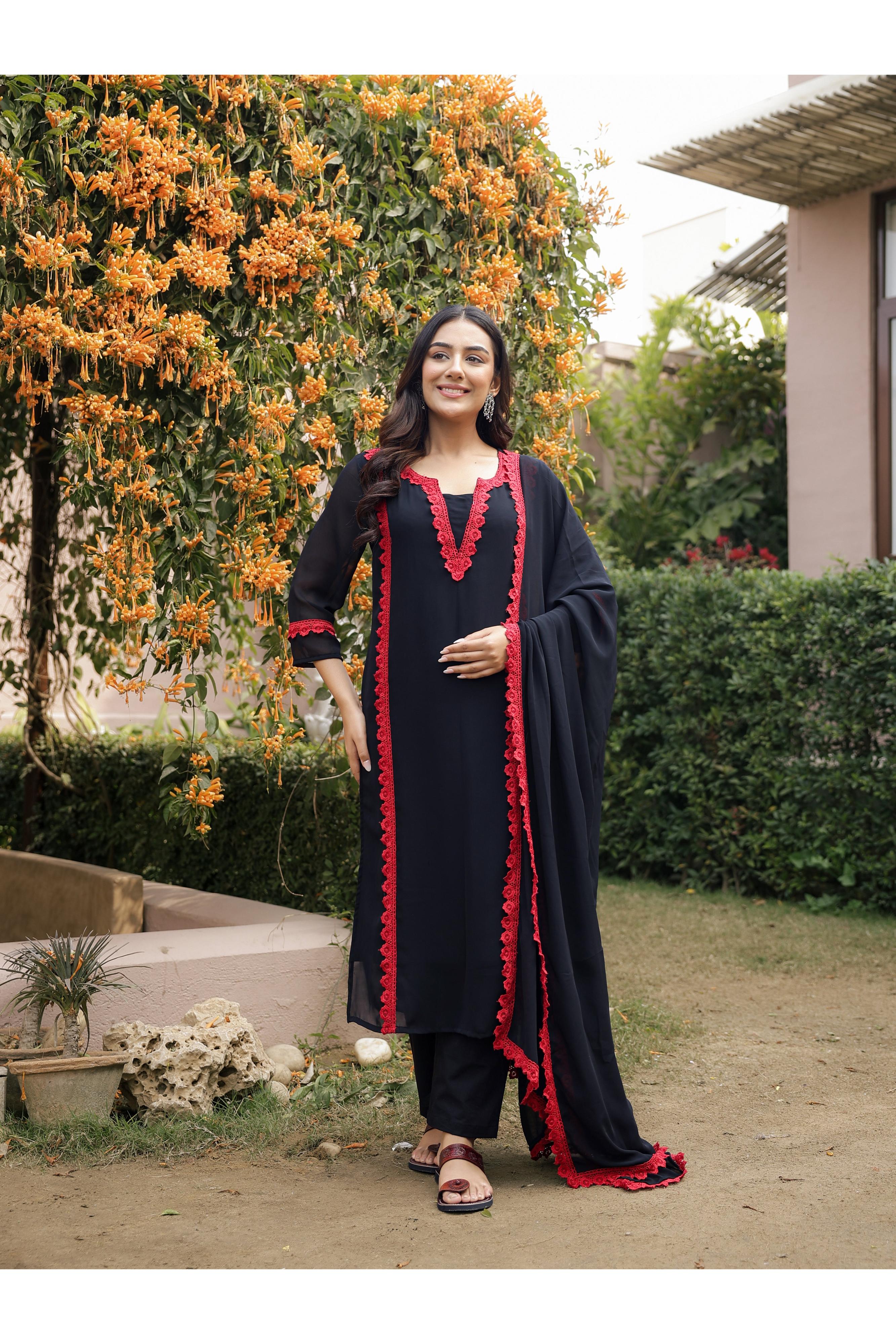 DILBAR – BLACK | Georgette Suit Set