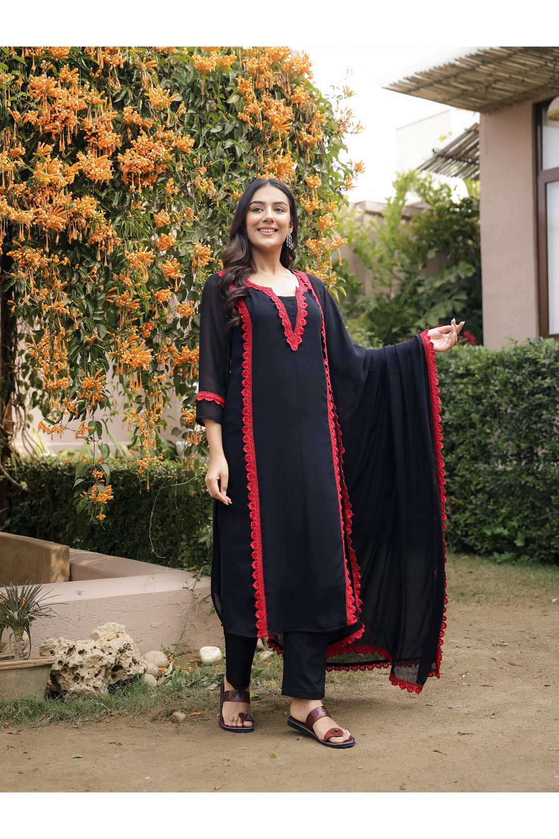 DILBAR – BLACK | Georgette Suit Set