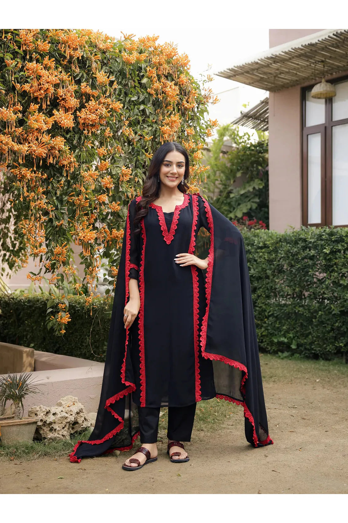 DILBAR – WHITE | Georgette Suit Set with Crepe Lining