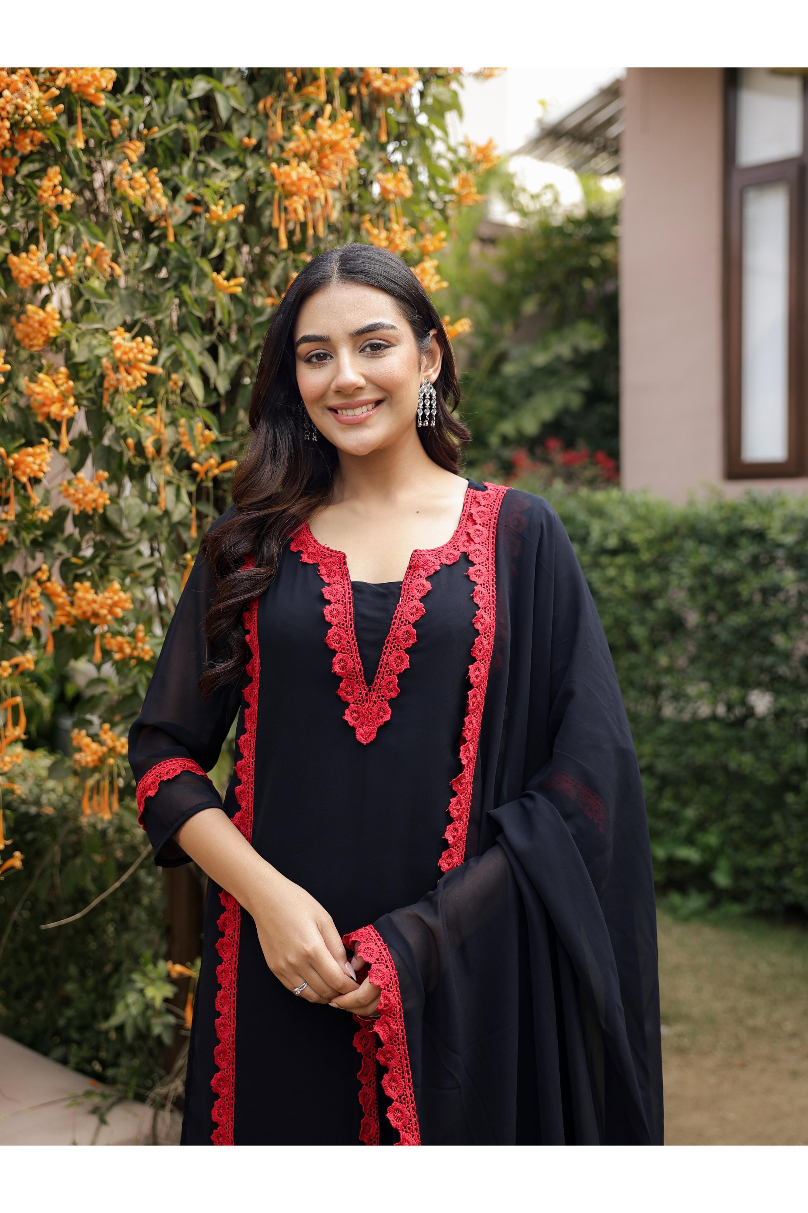 DILBAR – BLACK | Georgette Suit Set