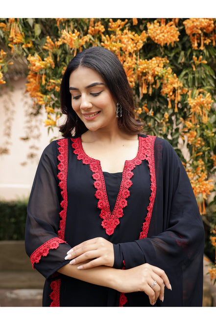 DILBAR – BLACK | Georgette Suit Set